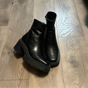 Madden Girl black chunk platform boots